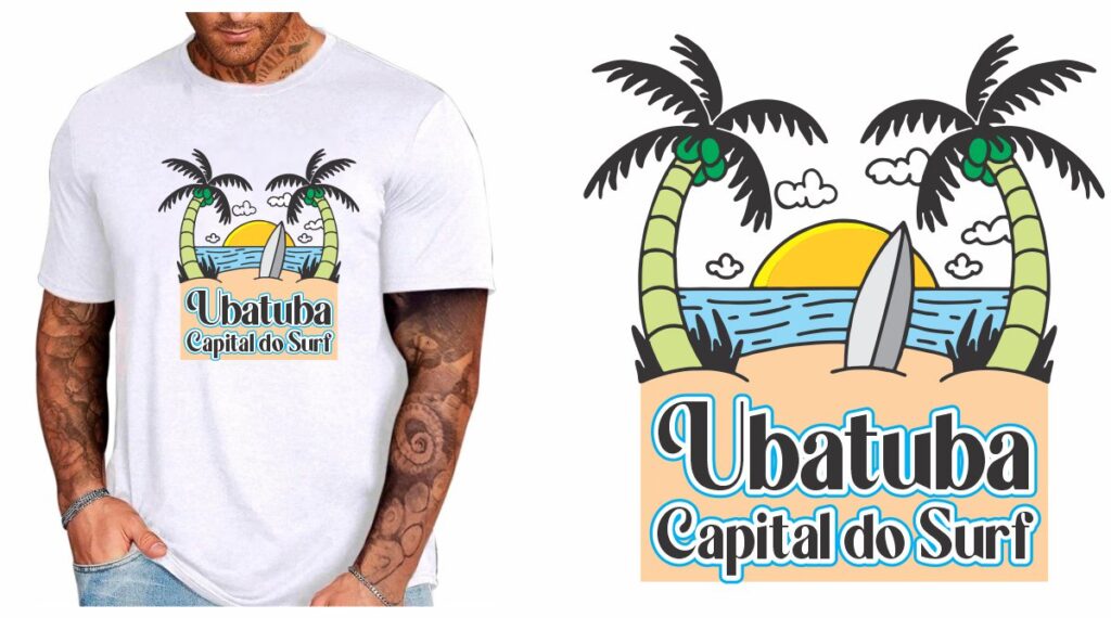 vetorizar arquivo imagem moda praia estampa ubatuba verao camiseta surf litoral silk screen